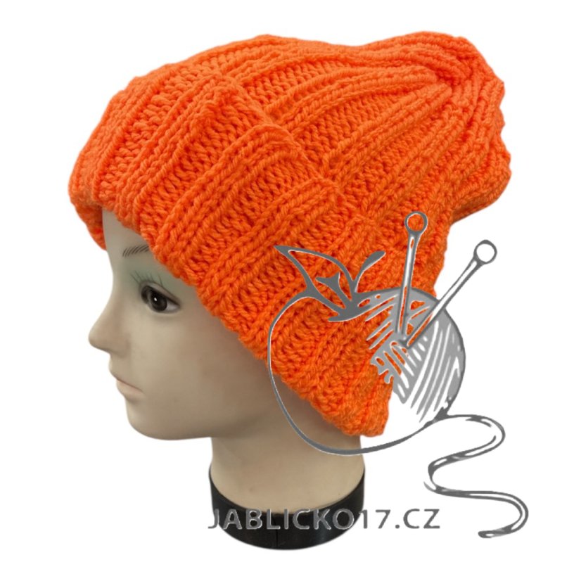 Čepice ručně pletená oranžová