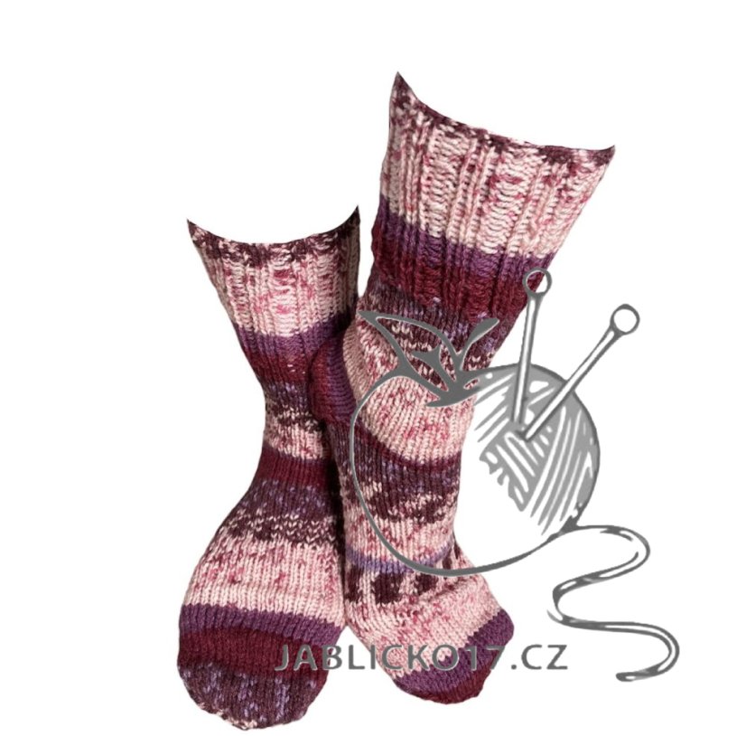 Ručně pletené ponožky na míru -  růžovo fialový melír