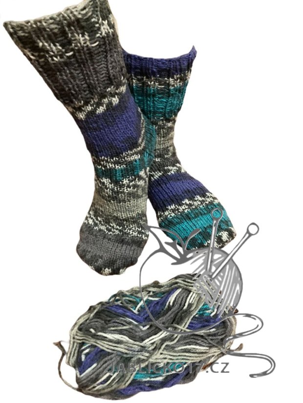 Ručně pletené ponožky na míru - modro šedý melír