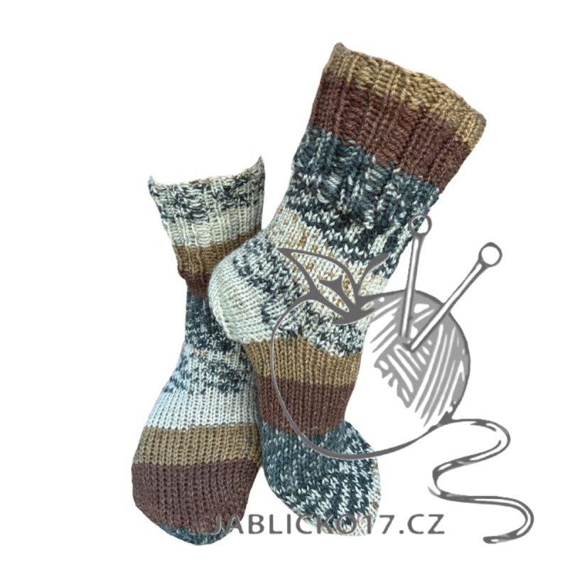 Ručně pletené ponožky na míru šedo hnědá