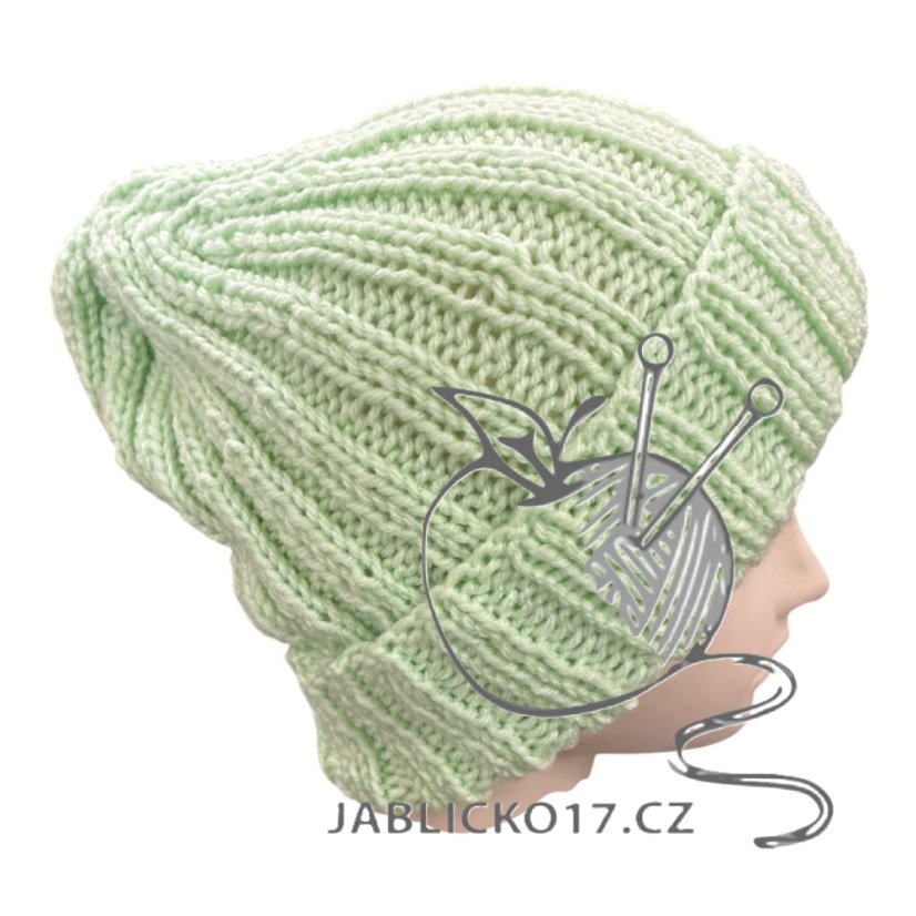 Čepice ručně pletená mintová