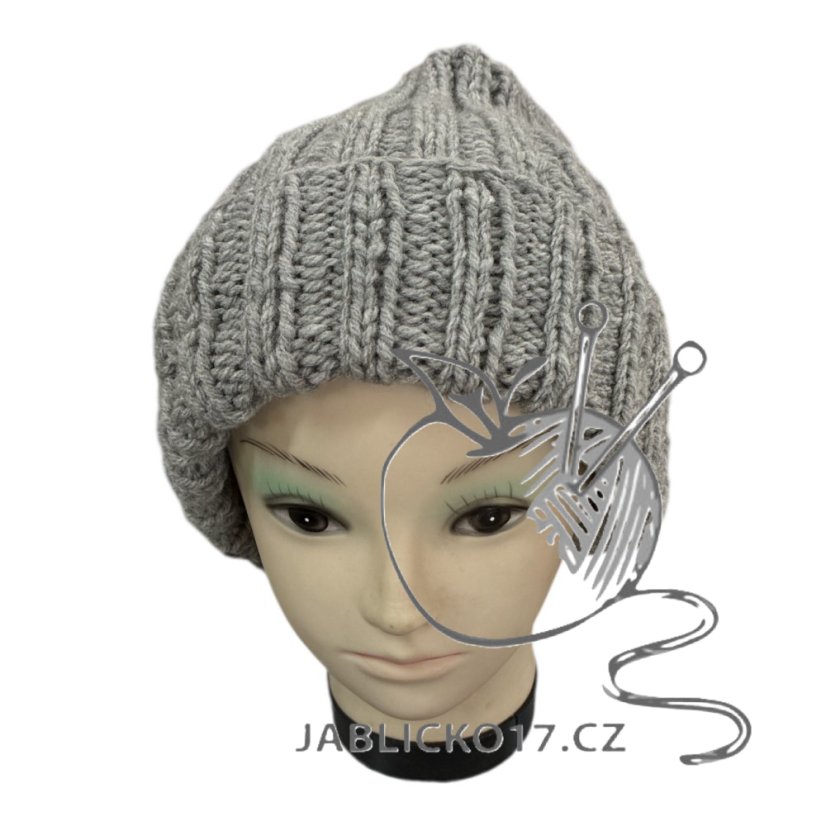 Čepice ručně pletená šedá