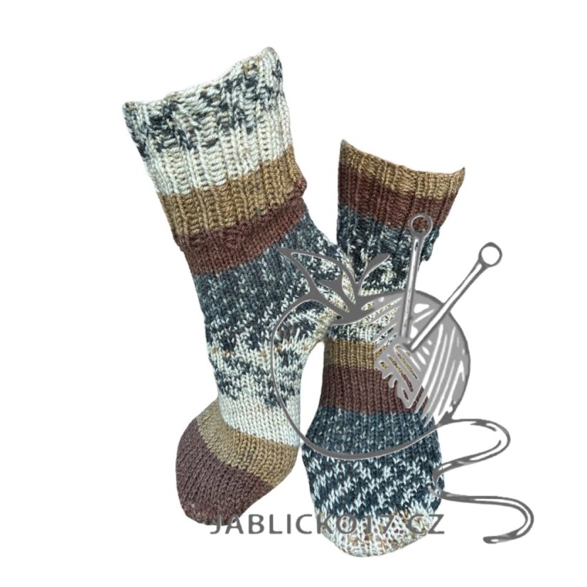 Ručně pletené ponožky na míru šedo hnědá