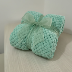 Deka ručně pletená na jednolůžko tmavší mint