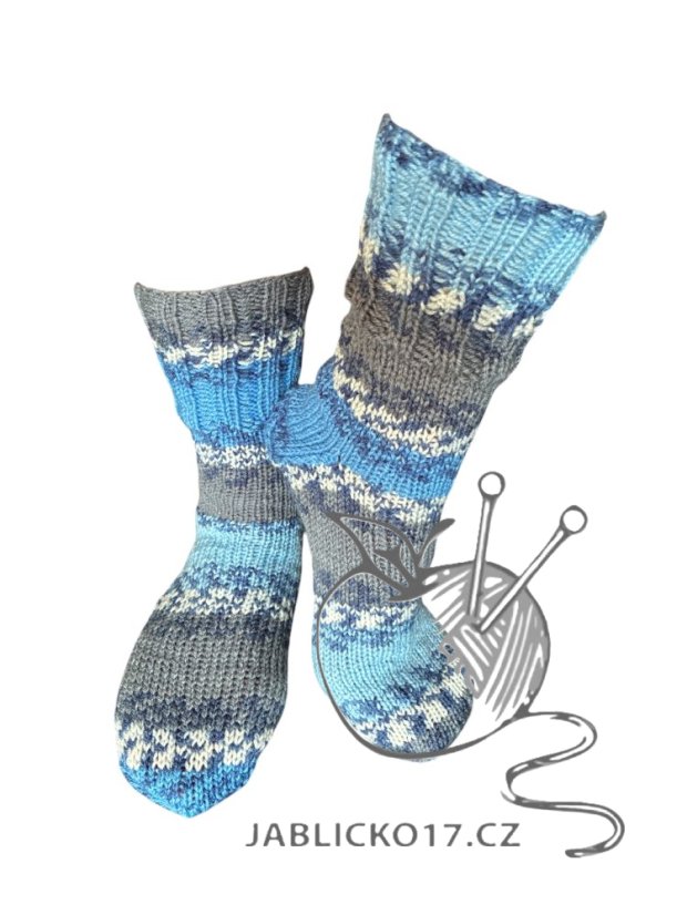 Ručně pletené ponožky na míru melír modrý