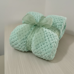 Deka ručně pletená na jednolůžko mint