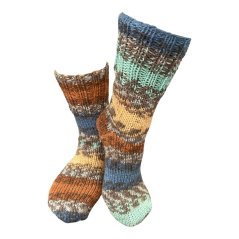 Ručně pletené ponožky na míru - modro zeleno hnědý melír