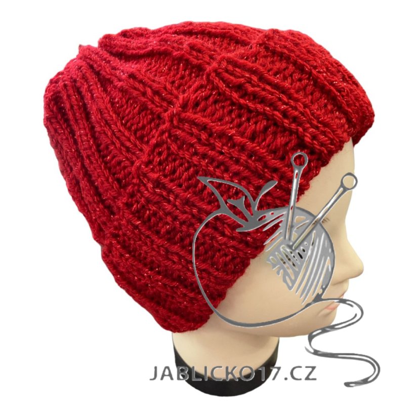 Čepice ručně pletená třpytka