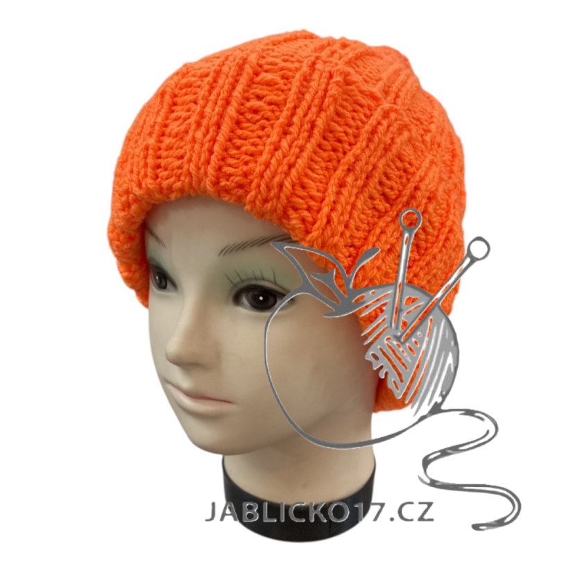 Čepice ručně pletená oranžová