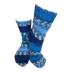 Ručně pletené ponožky na míru -  modrý melír
