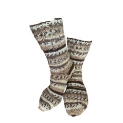 Ručně pletené ponožky na míru -  smetanovo hnědý melír