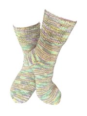 Ručně pletené ponožky na míru žíhaná zelenkavá