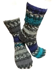 Ručně pletené ponožky na míru - modro šedý melír