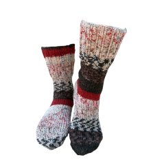 Ručně pletené ponožky na míru - červeno hnědý melír