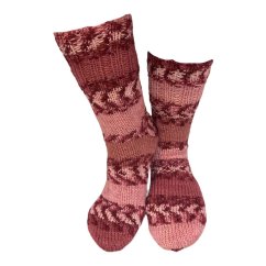 Ručně pletené ponožky na míru -  červeno růžová