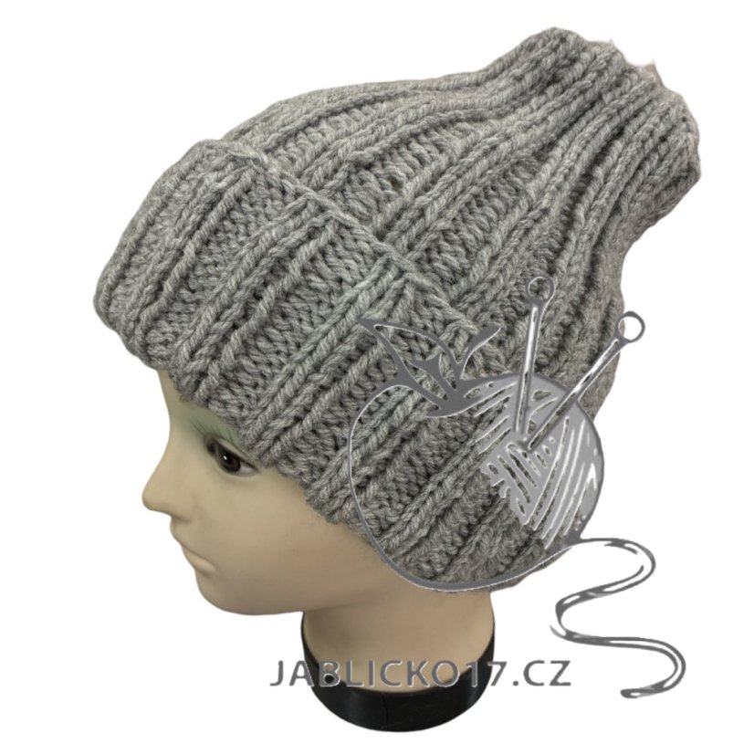 Čepice ručně pletená šedá