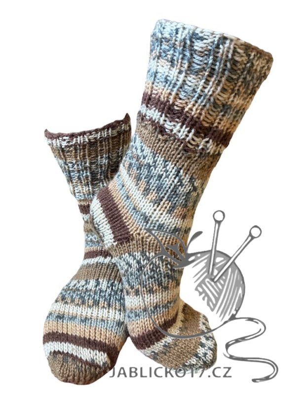 Ručně pletené ponožky na míru -  hnědo šedý melír