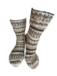 Ručně pletené ponožky na míru -  smetanovo hnědý melír