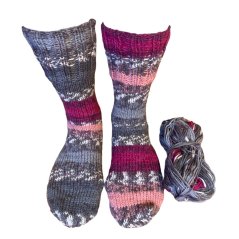 Ručně pletené ponožky na míru - růžovo šedý melír