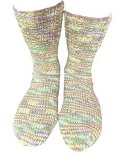 Ručně pletené ponožky na míru žíhaná zelenkavá