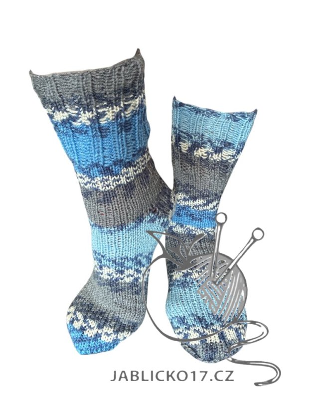 Ručně pletené ponožky na míru melír modrý
