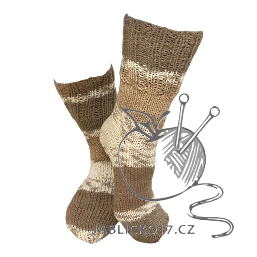 Ručně pletené ponožky na míru - světle hnědý melír