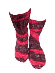 Ručně pletené ponožky na míru žíhaná červená