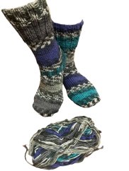 Ručně pletené ponožky na míru - modro šedý melír