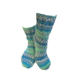Ručně pletené ponožky na míru -  modrý melír