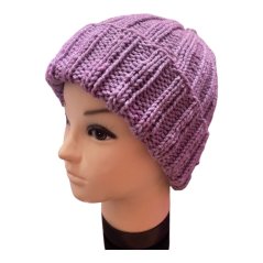 Čepice ručně pletená fialová