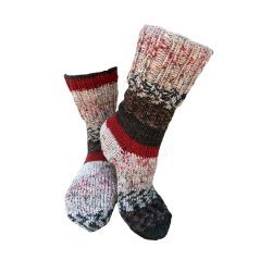 Ručně pletené ponožky na míru - červeno hnědý melír